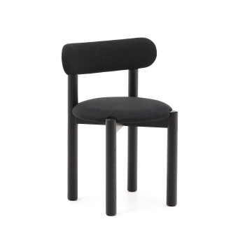 Nebai chair in black chenille with solid oak frame, black finish FSC MIX Credit