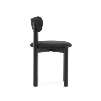 Nebai chair in black chenille with solid oak frame, black finish FSC MIX Credit