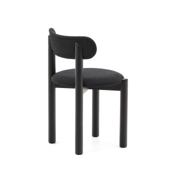 Nebai chair in black chenille with solid oak frame, black finish FSC MIX Credit