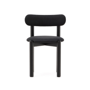 Nebai chair in black chenille with solid oak frame, black finish FSC MIX Credit