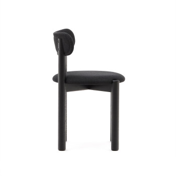 Nebai chair in black chenille with solid oak frame, black finish FSC MIX Credit