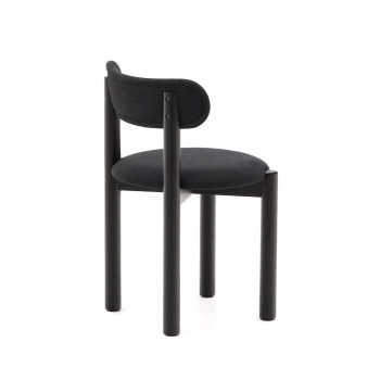 Nebai chair in black chenille with solid oak frame, black finish FSC MIX Credit