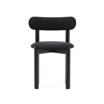 Nebai chair in black chenille with solid oak frame, black finish FSC MIX Credit