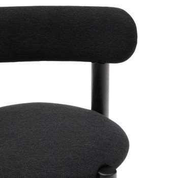 Nebai chair in black chenille with solid oak frame, black finish FSC MIX Credit
