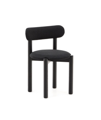 Nebai chair in black chenille with solid oak frame, black finish FSC MIX Credit