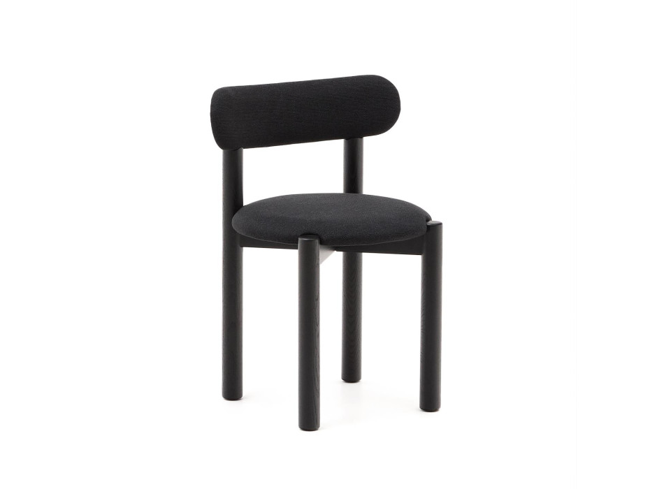 Nebai chair in black chenille with solid oak frame, black finish FSC MIX Credit