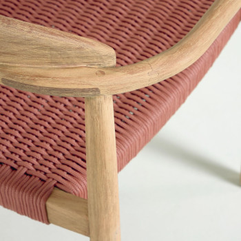 Nina chair in solid acacia wood and rope in terracotta acacia and rope