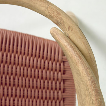 Nina chair in solid acacia wood and rope in terracotta
