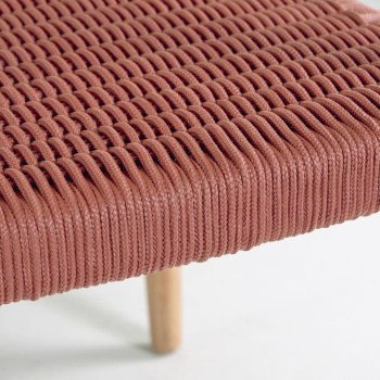 Nina chair in solid acacia wood and rope in terracotta