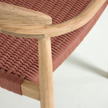 Nina chair in solid acacia wood and rope in terracotta acacia and rope