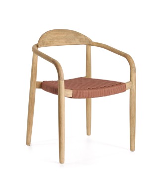 Nina chair in solid acacia wood and rope in terracotta acacia and rope