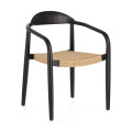 Nina chair in solid acacia wood with a black finish and beige paper cord FSC 100%