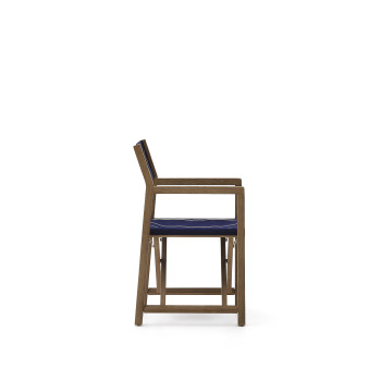 Vilara folding outdoor chair with blue and beige stripes made of 100% FSC solid acacia wood