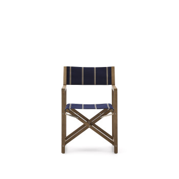 Vilara folding outdoor chair with blue and beige stripes made of 100% FSC solid acacia wood