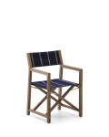 Vilara folding outdoor chair with blue and beige stripes made of 100% FSC solid acacia wood