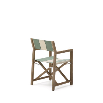 Vilara folding outdoor chair with green and beige stripes made of 100% FSC solid acacia wood.