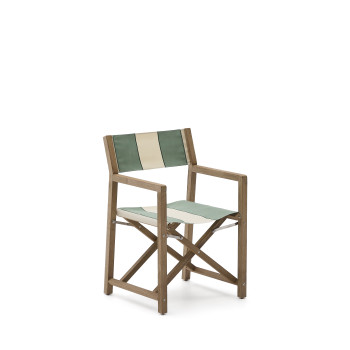 Vilara folding outdoor chair with green and beige stripes made of 100% FSC solid acacia wood.