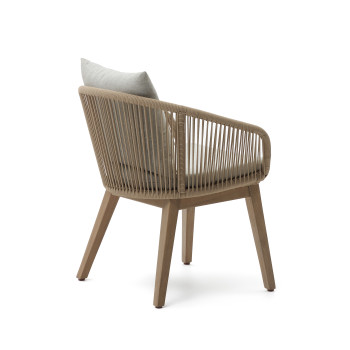 Portalo chair in beige rope and solid acacia wood legs