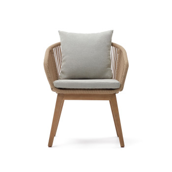 Portalo chair in beige rope and solid acacia wood legs