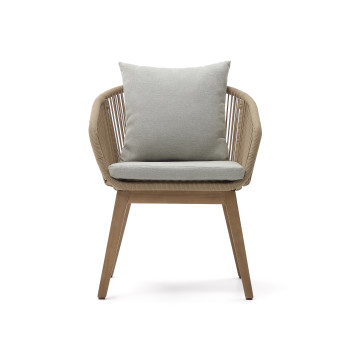 Portalo chair in beige rope and solid acacia wood legs