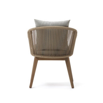 Portalo chair in beige rope and solid acacia wood legs
