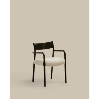 Falconera chair with removable cover in solid oak wood with black finish FSC Mix Credit