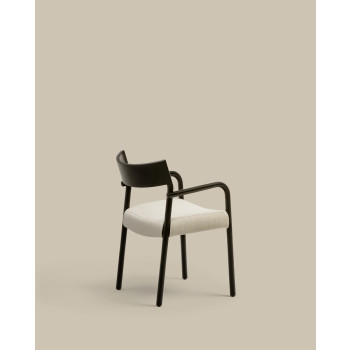 Falconera chair with removable cover in solid oak wood with black finish FSC Mix Credit