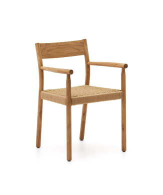 Yalia chair in solid FSC 100% oak wood with a natural finish and a rope seat.