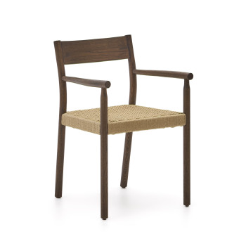 Yalia chair in solid FSC 100% oak wood with walnut finish and rope seat
