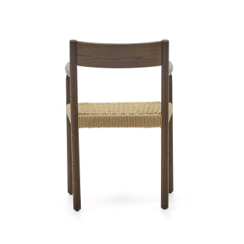 Yalia chair in solid FSC 100% oak wood with walnut finish and rope seat