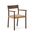 Yalia chair in solid FSC 100% oak wood with walnut finish and rope seat