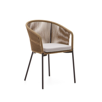 Yanet chair in beige rope and galvanized steel legs