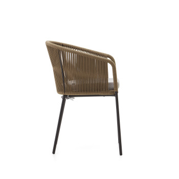 Yanet chair in beige rope and galvanized steel legs