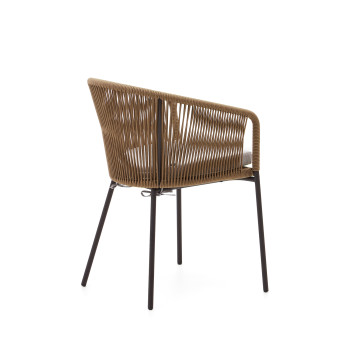 Yanet chair in beige rope and galvanized steel legs