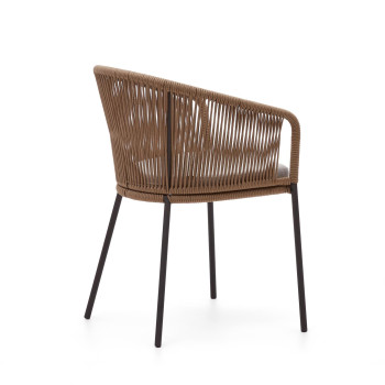 Yanet chair in beige rope and galvanized steel legs
