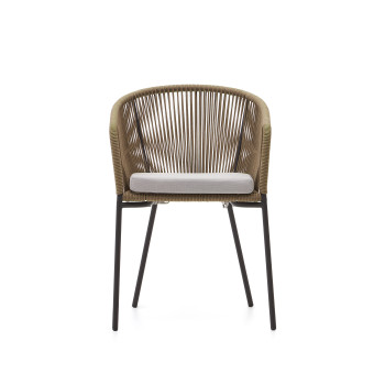 Yanet chair in beige rope and galvanized steel legs
