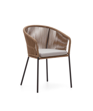 Yanet chair in beige rope and galvanized steel legs