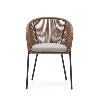 Yanet chair in beige rope and galvanized steel legs