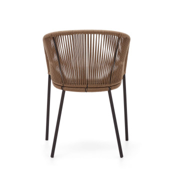 Yanet chair in beige rope and galvanized steel legs