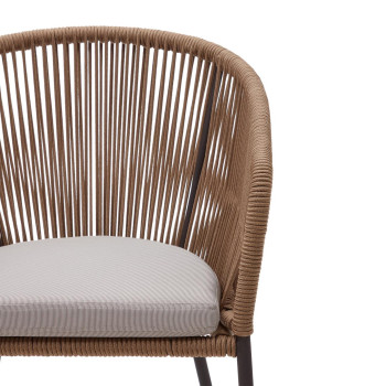 Yanet chair in beige rope and galvanized steel legs