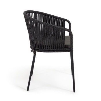Yanet chair in black rope and galvanized steel legs