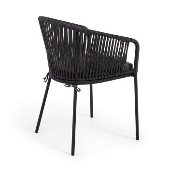 Yanet chair in black rope and galvanized steel legs