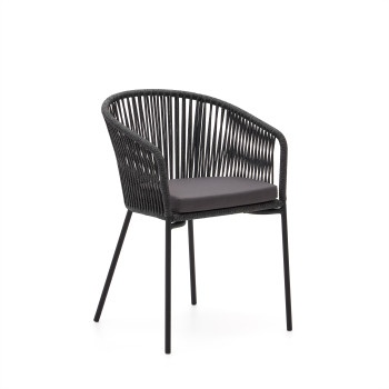 Yanet chair in black rope and galvanized steel legs