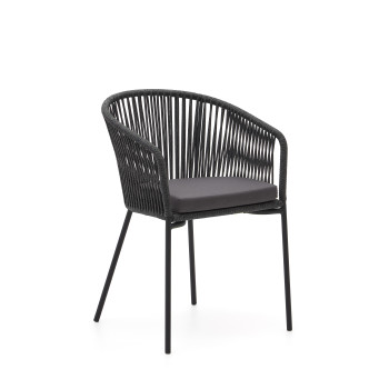 Yanet chair in black rope and galvanized steel legs