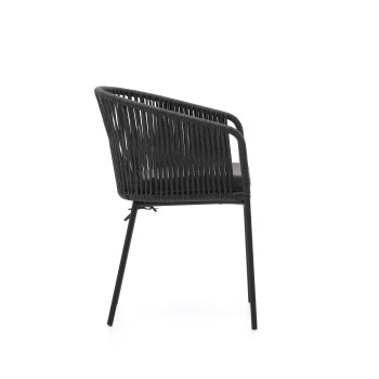 Yanet chair in black rope and galvanized steel legs