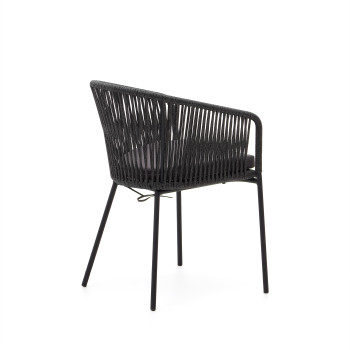 Yanet chair in black rope and galvanized steel legs