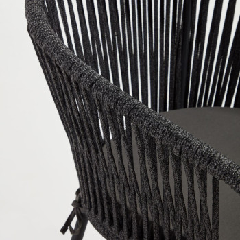 Yanet chair in black rope and galvanized steel legs