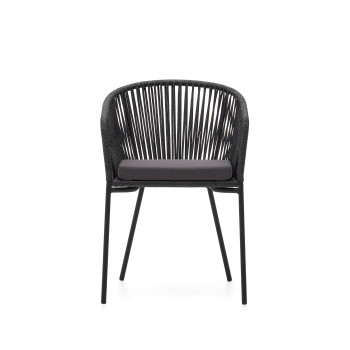 Yanet chair in black rope and galvanized steel legs