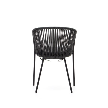 Yanet chair in black rope and galvanized steel legs