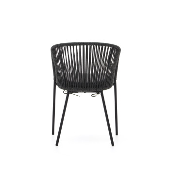 Yanet chair in black rope and galvanized steel legs